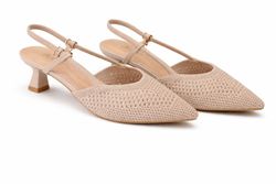 Zapato Destalonado Con Tacón Calado Beige