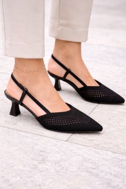 Zapato Destalonado Con Tacón Calado Negro