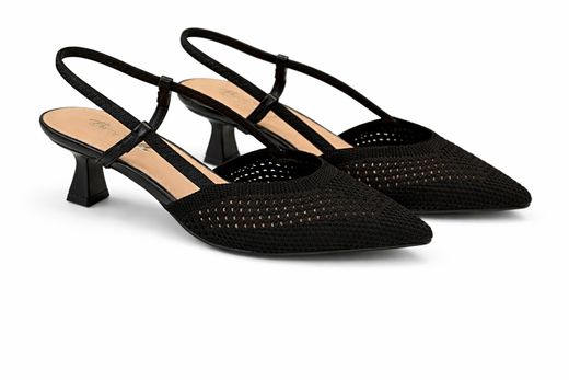 Zapato Destalonado Con Tacón Calado Negro